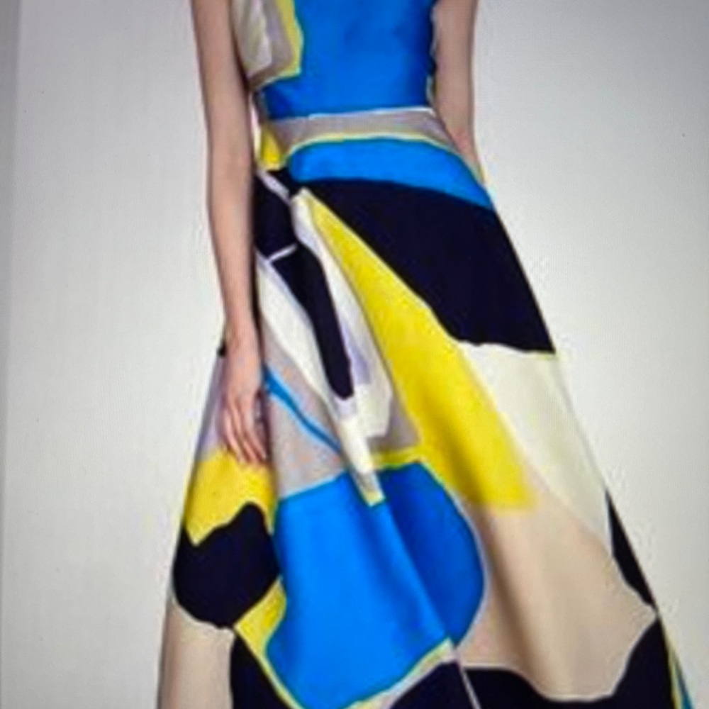 LK Bennett London… Amina Geometric Print Midi Dress… Sz 2